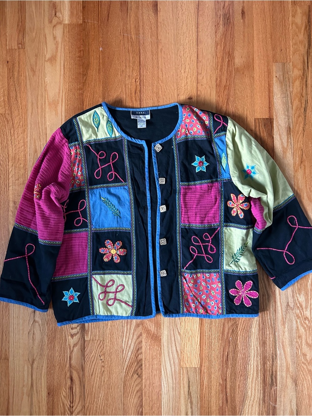 Vintage Sara Studio Embroidered Women's Patchwork Jacket XL